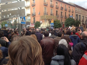 The crowd during one of the Processions (the Virgin Mary platform is in the background)
